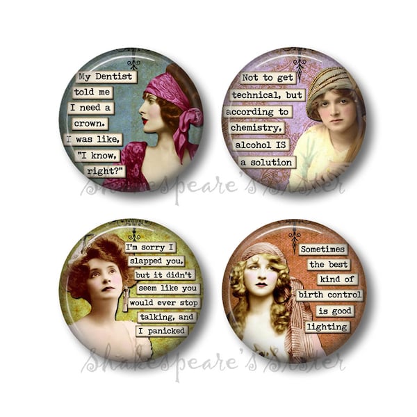 Sarcastic Humor - Fridge Magnets - Sarcastic Women - Funny Magnets - 1.5 Inch Magnets - 4 Magnets - Kitchen Magnets