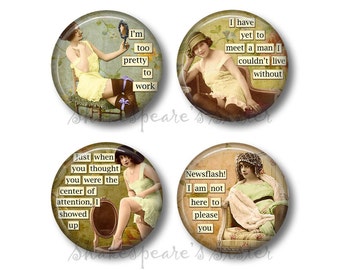 Sarcastic Humor - Fridge Magnets - Funny Magnets - 1.5 Inch Magnets - 4 Magnets - Kitchen Magnets