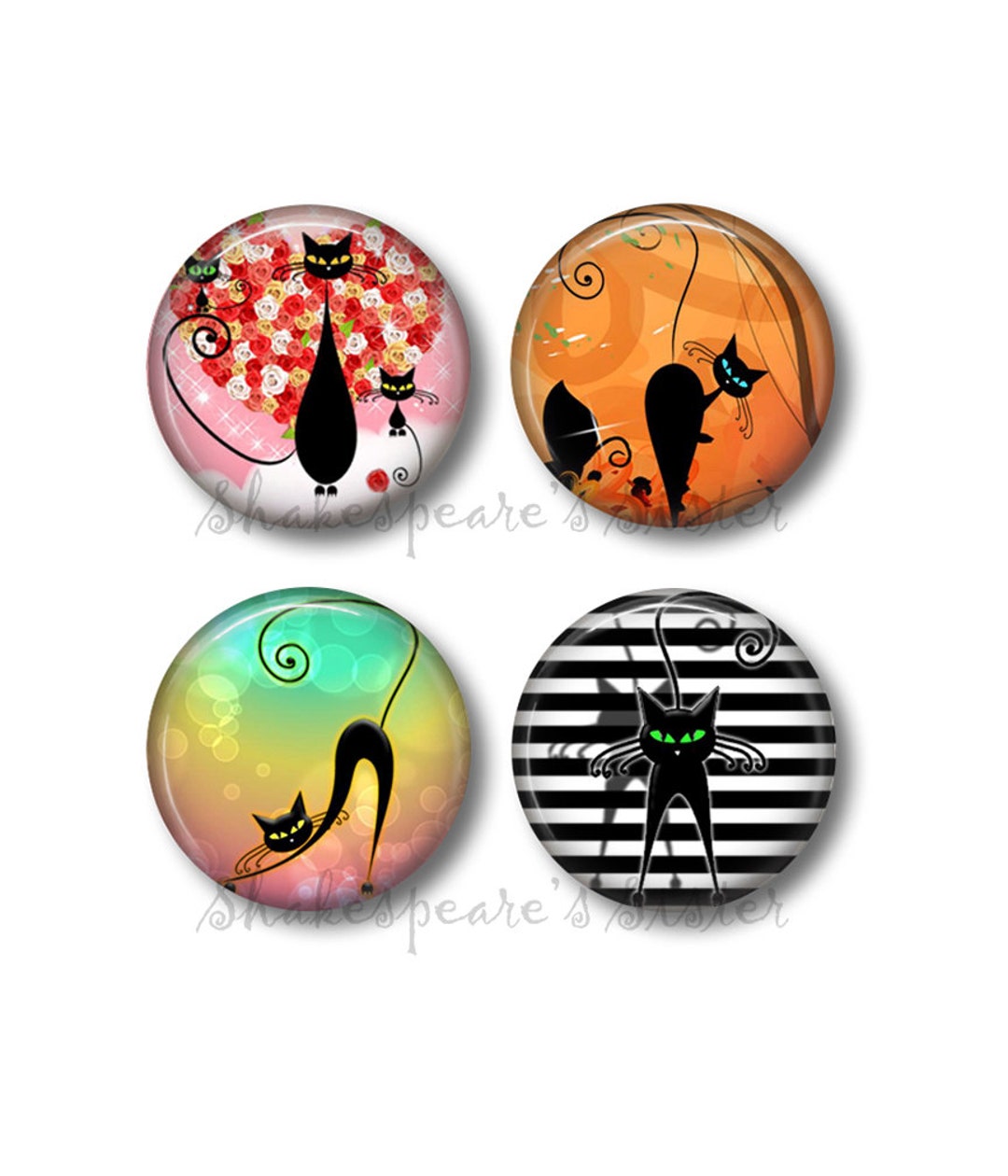 Black Cat Fridge Cat Retro Kitty 4 1.5