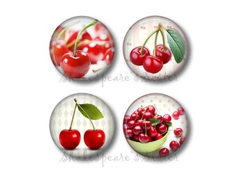 Cherry Kitchen - Fridge Magnets - Cherry Magnets - 4 Magnets - 1.5 Inch Magnets - Kitchen Magnets