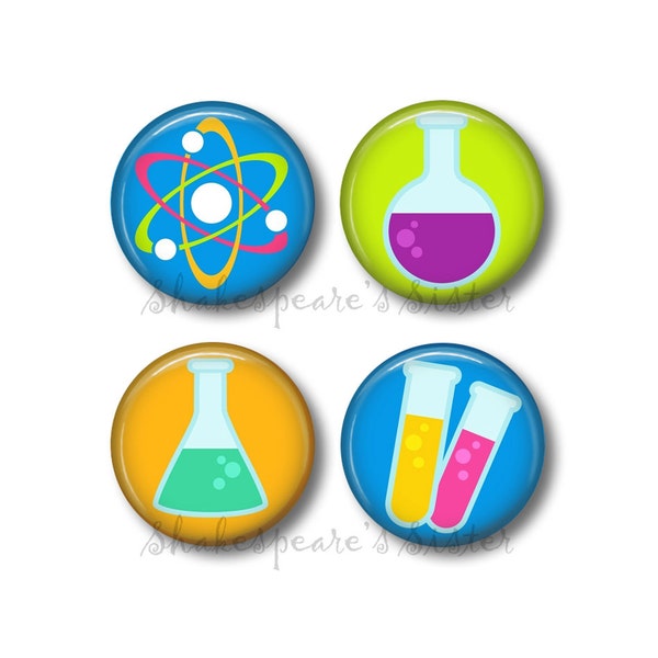 Science Gift - Fridge Magnets - Chemistry Magnets - 4 Magnets - 1.5 Inch Magnets - Kitchen Magnets