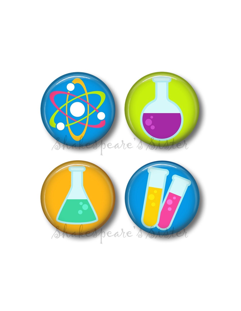 Science Fabric Covered Button Magnets, Set of 5, Laboratory