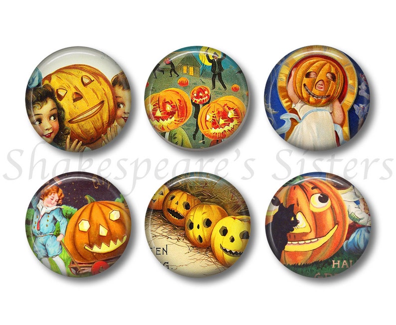 1.5 Inch Magnets Halloween Magnets 6 Magnets Fridge Magnets Pumpkin Magnets Kitchen Magnets