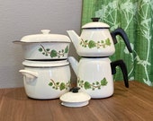 60 39 s Swedish Enamel Kettle Kockums Ivy Coffee Pot made in Sweden.