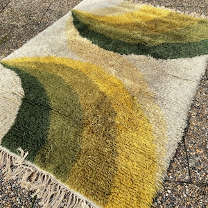 Scandinavian Geometric Rya Rug, High pile rug, Danish modern, Mid century modern, 70s.