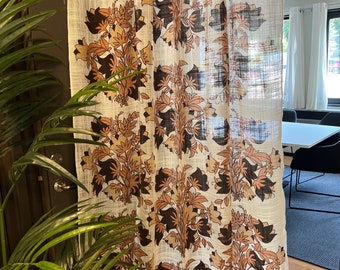 ヴィンテージの花柄カーテン、ミッドセンチュリーの植物柄 - Etsy 日本