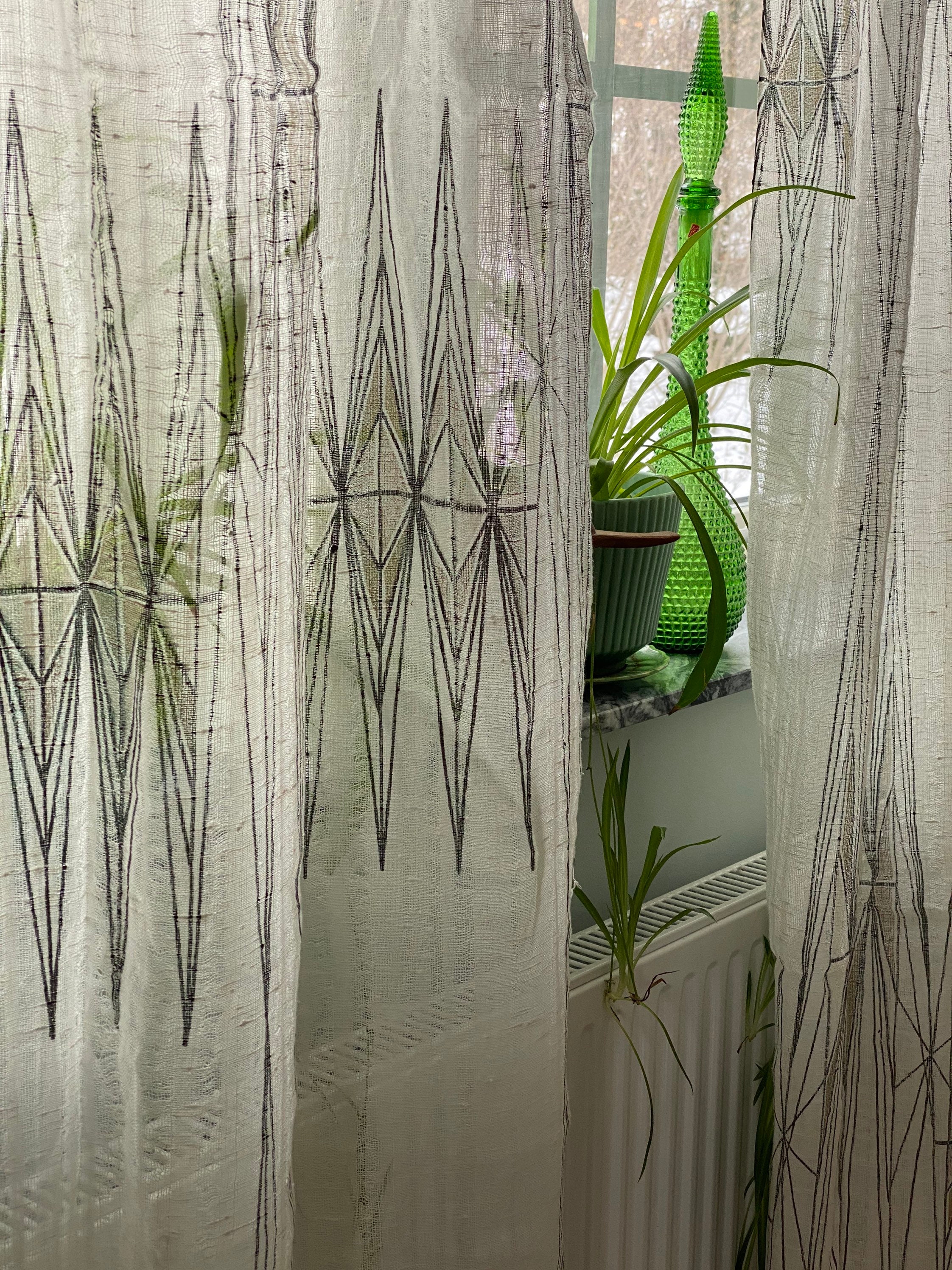 Skandinavische Gardinen aus schwedischem Leinen geometrischen | Etsy