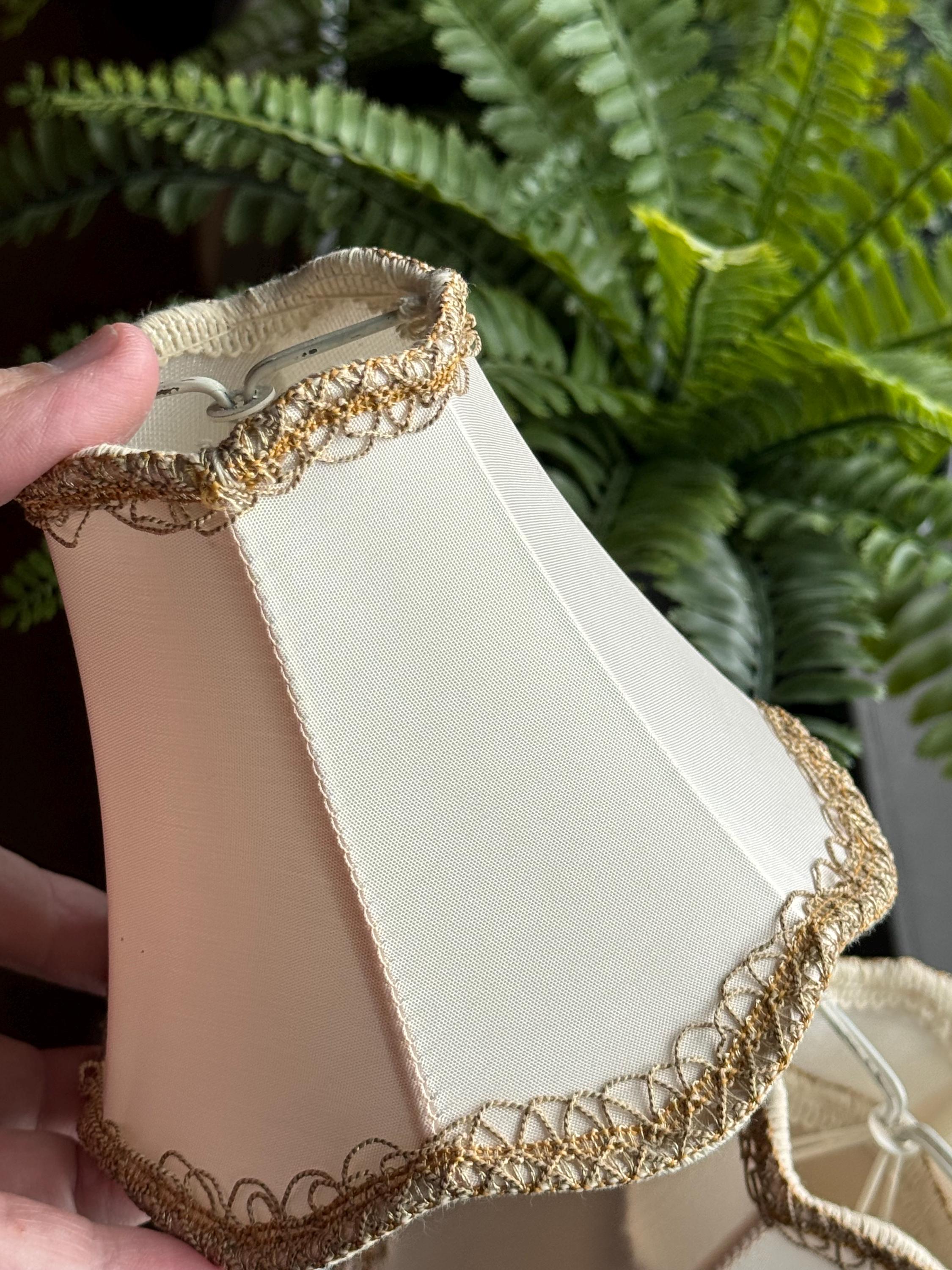 Lot De 5 Abat-jour Vintage Celluloid Beige - Décor Doré - Occasion