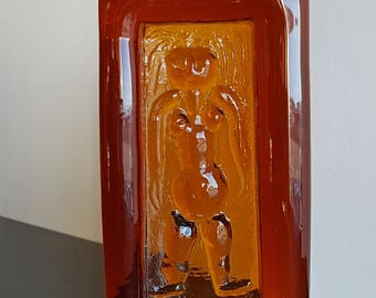 Excellent Scandinavian signed art glass. Erik Höglund ashtray amber naked woman