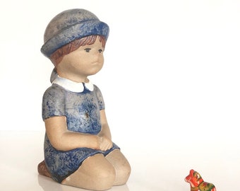 Lisa Larson figurine knee sitting girl Gustavsberg ceramic Sweden
