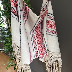 Scandinavian wool, linen weaving,  tablerunner, rustic handmade vintage wall decor.