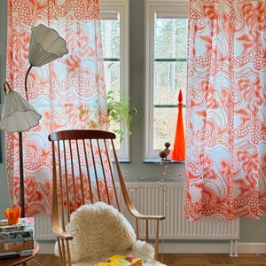 Scandinavian vintage curtains, timeless window decor from Sweden 70s. image 1