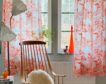 Scandinavian vintage curtains, timeless window decor from Sweden 70s.