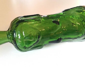 Excellent Scandinavian green bottle - art glass signed by Erik Höglund, Boda Sweden 70s.