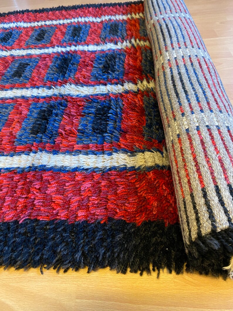 Danish Modern Rug Vintage Wool Rya Rug Scandinavian Rug Mid Etsy