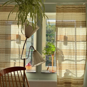 Vintage sheer curtains in net fabric, Retro bedrooms curtains.