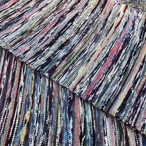 50&#39;s Swedish handmade multicolored rag rug, vintage cotton rug, traditional folk art, 5.5 yards.