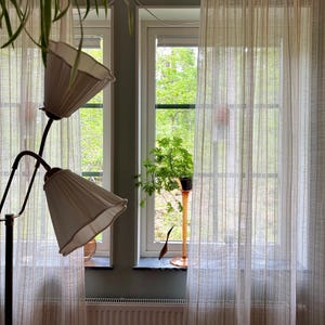 Vintage Geometrische Gardinen: Beige / Hellgraue Vorhänge, Schwedischer Retro Stil