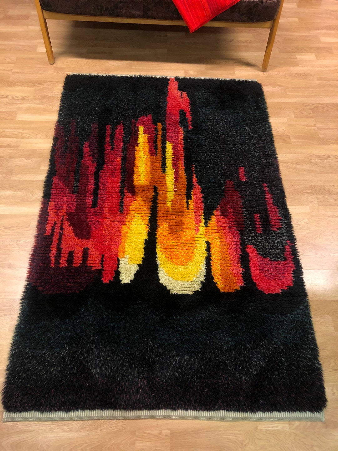 70s Rya Rug Swedish Rya Rug, High Pile Rug, Design by J. Startligng in the 70s ...