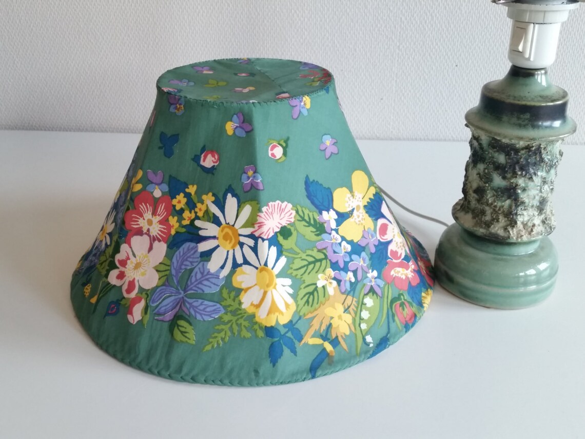 Swedish Lamp shade in textile design Lisbet Jobs. Lamp base Etsy