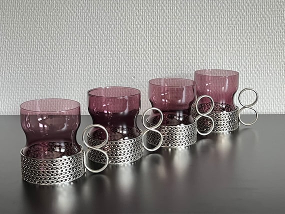 veteraan tekst bak Tsaikka Iittala glas Timo Sarpaneva paars theeglas Finse - Etsy België