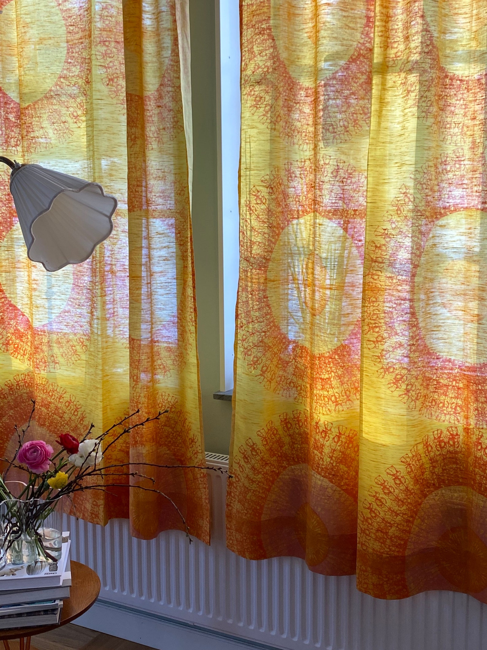 Skandinavische Vintage Gardinen in gelb große gemusterte | Etsy