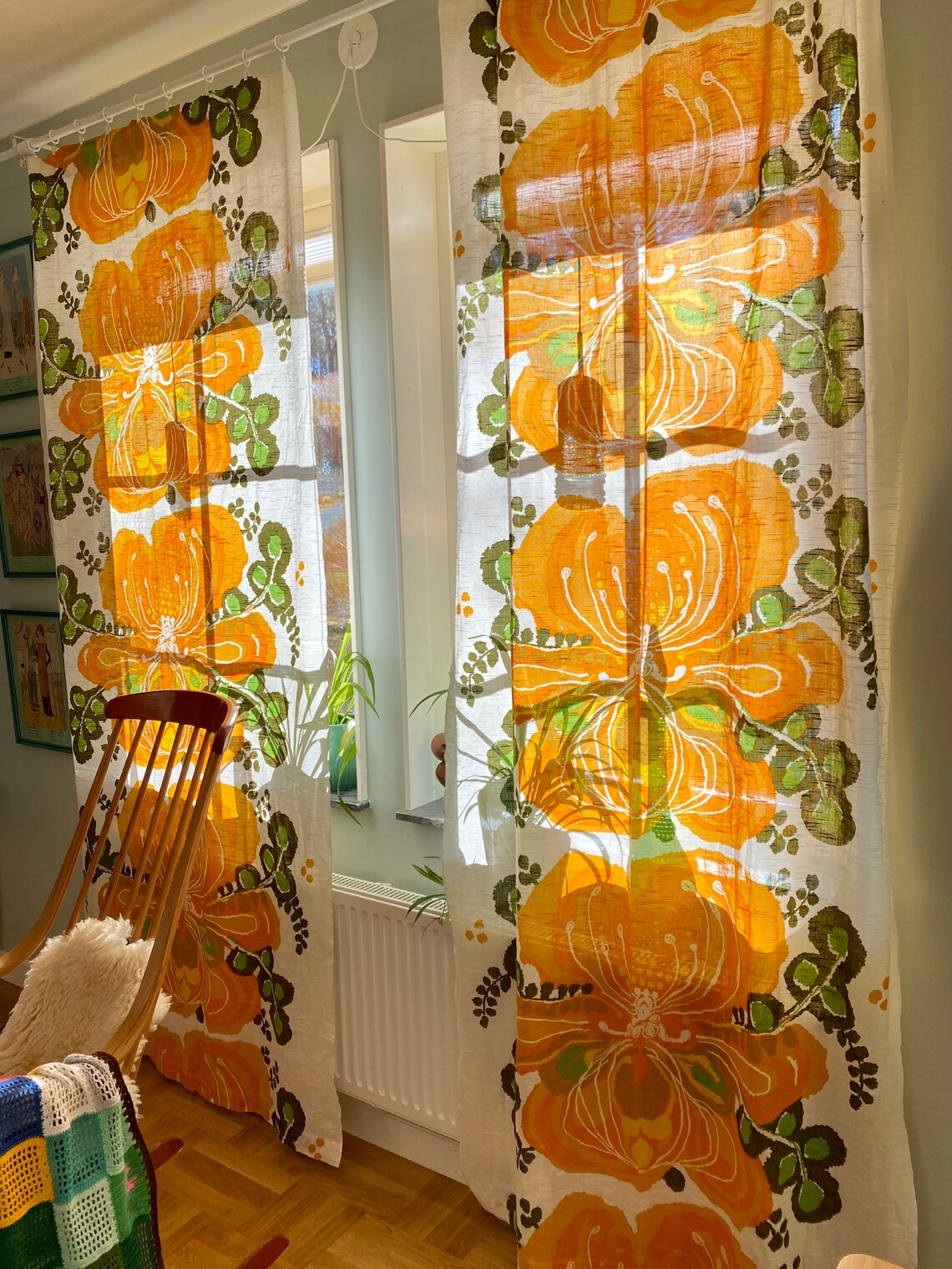 Skandinavische Vintage Gardinen im schwedischen Retrostoff | Etsy