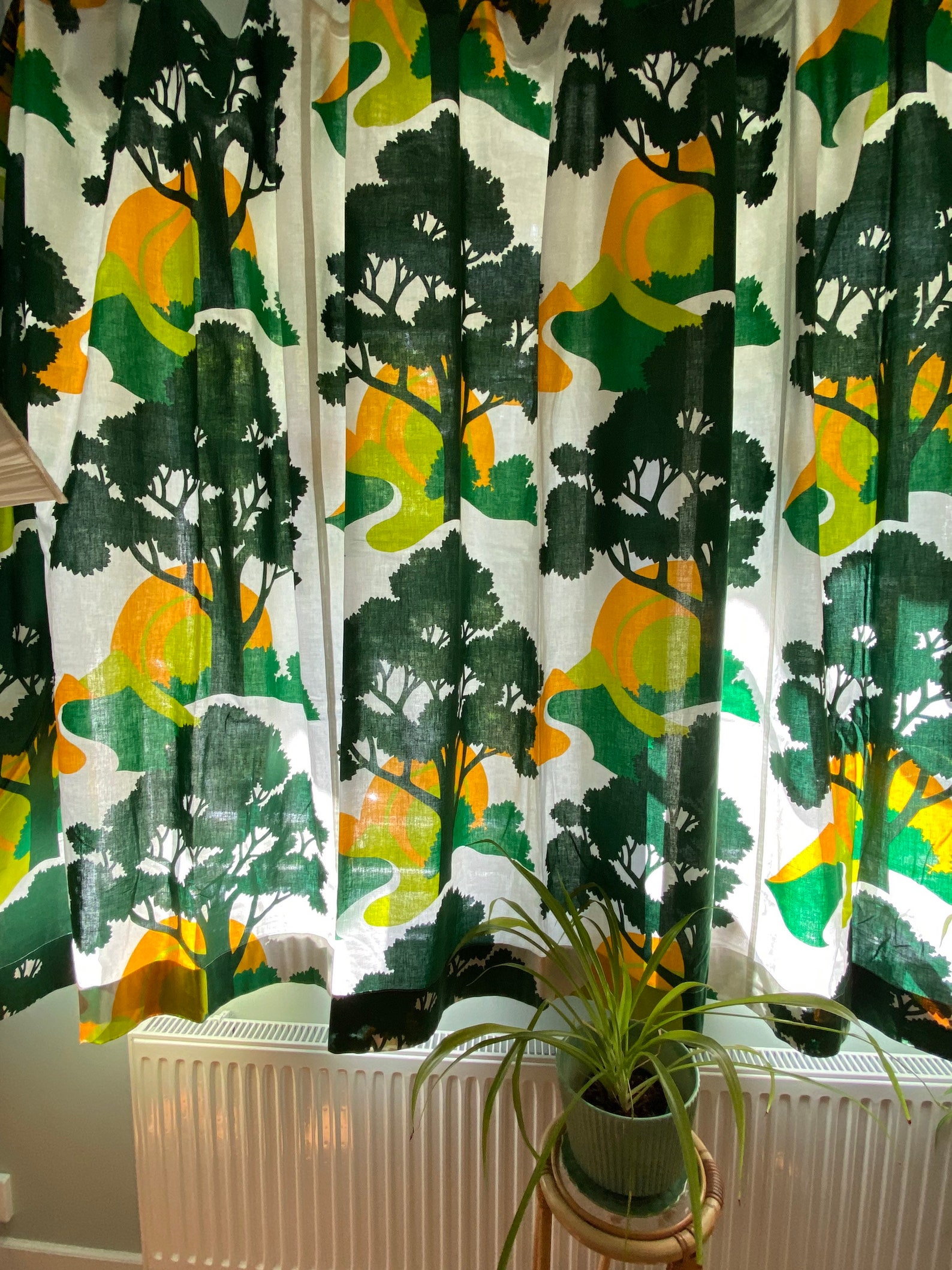 Scandinavian curtains in Swedish green orange pop art fabric Etsy