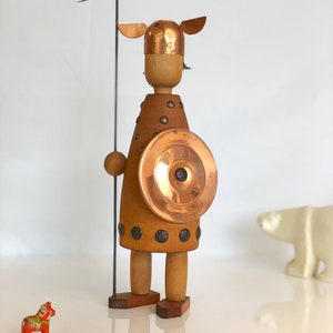 Viking figurine - wood and copper, Danish modern.