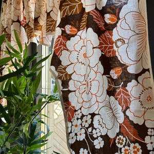 Scandinavian vintage floral curtains valance in Swedish retro fabric.