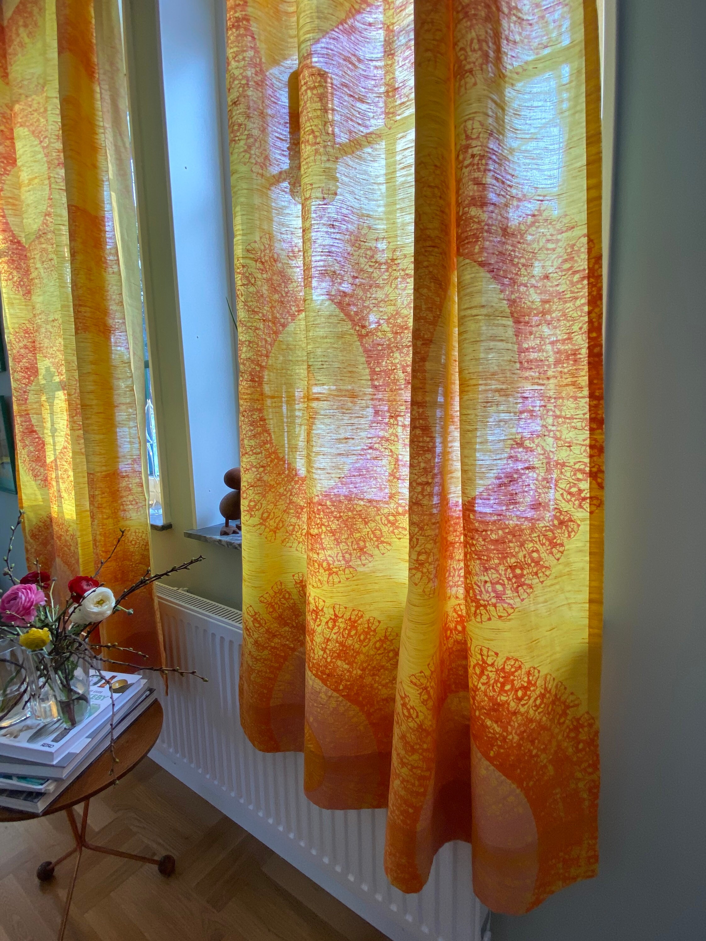 Skandinavische Vintage Gardinen in gelb große gemusterte | Etsy