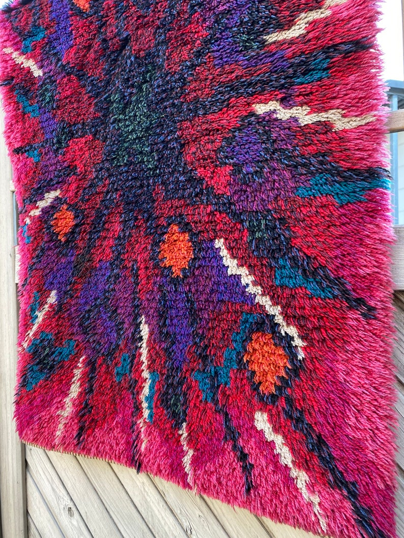 Modern Scandinavian Rug Swedish Handmade Wool Rya Rug Northern Etsy