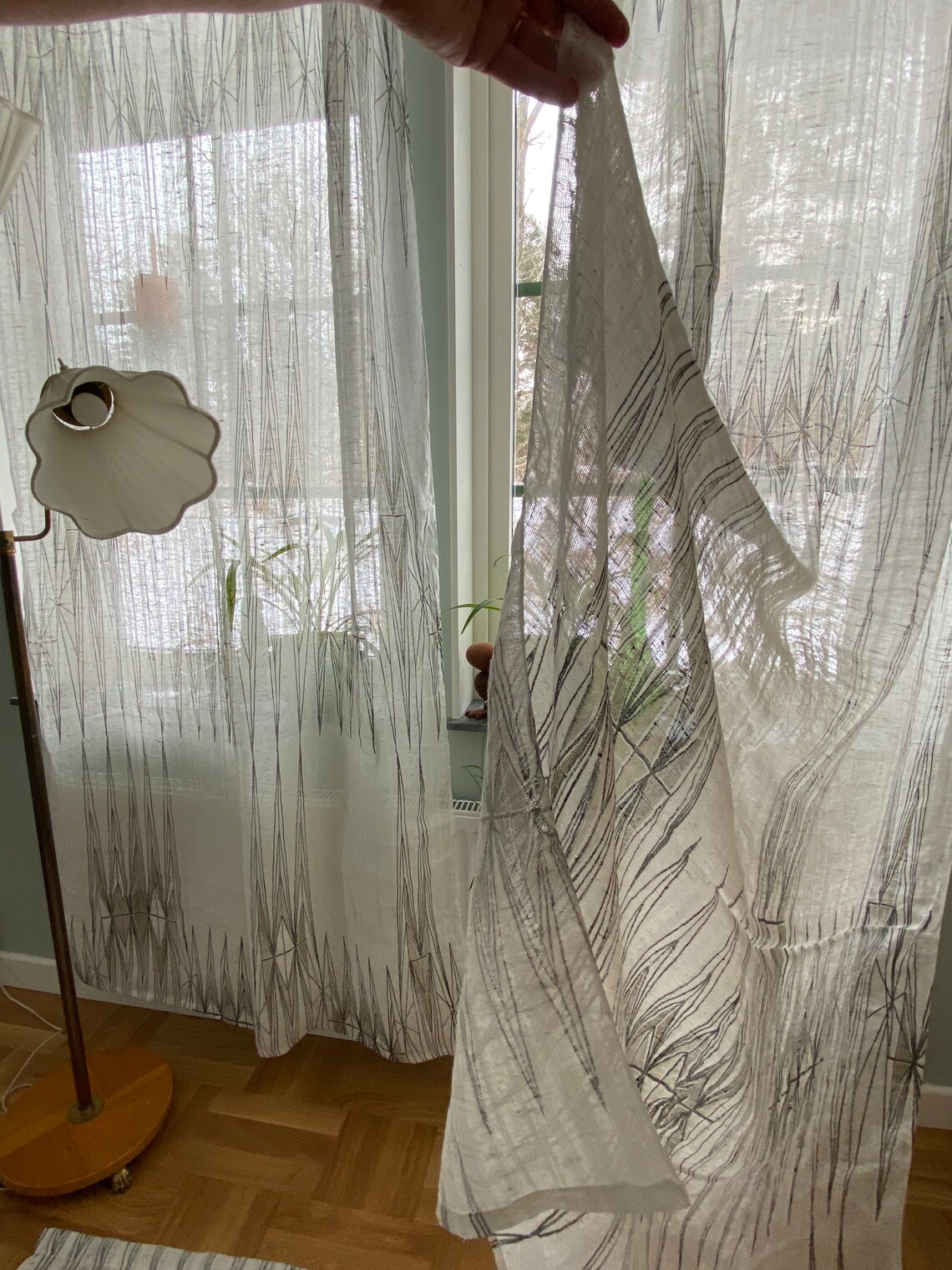 Skandinavische Gardinen aus schwedischem Leinen geometrischen | Etsy