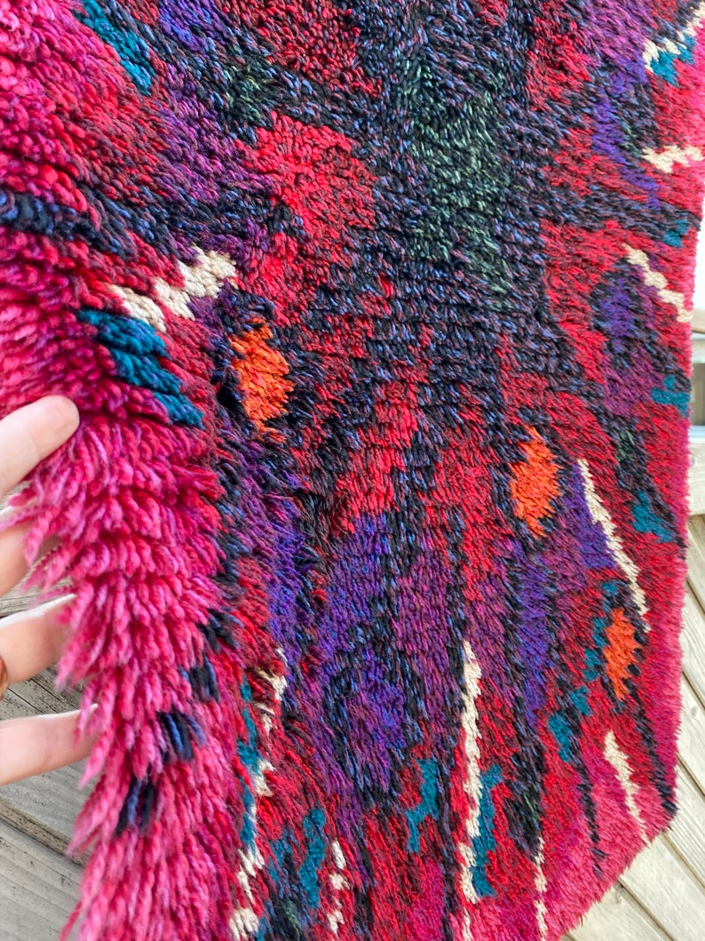 Modern Scandinavian Rug Swedish Handmade Wool Rya Rug Northern Etsy