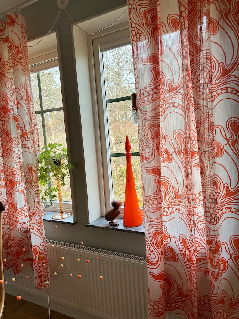 Scandinavian vintage curtains, timeless window decor from Sweden 70s. image 2