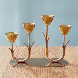 Mid Century Brass Candlestick holder by Gunnar Ander, Ystad Metall Sweden.