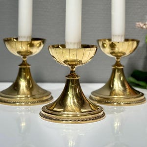 Scandinavian brass Candle holder design Gunnar Ander Ystad metal Sweden in the 60s, Mid century modern home decor.