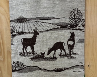 Swedish weaving tapestry landscape, jacquard woven wall decor by Margareta Eriksson Sweden.