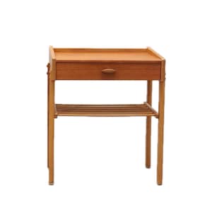 Danish modern oak, teak bedside table, minimalist nightstand, 60s Scandinavian side table.