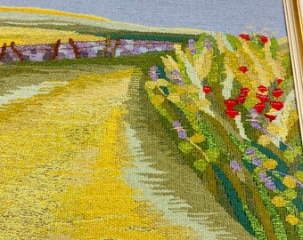 Summer Meadow Elegance: Handwoven Wall Art with Vibrant Flowers for a Stylish Home Decor