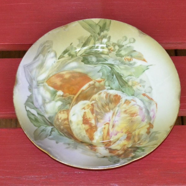 Vintage Decorative Plate Bavaria Floral Green Peach Brown Porcelain Wall Decor CLEARANCE SALE PanchosPorch