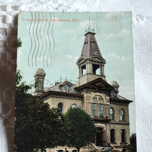 Vintage 1907 Central School Woodstock Ontario Canada Postcard
