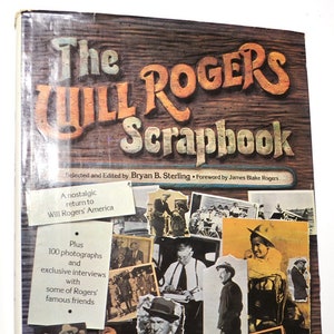 Álbum de recortes de Will Rogers de 1974, Bryan Sterling, edición de tapa dura, libro usado vintage, PanchosPorch