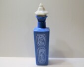 Vintage Blue Glass Whiskey Decanter Bottle Jim Beam 1965 Country Bottle Retro Barware PanchosPorch