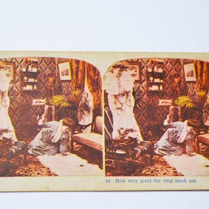 Carte stéréoscopique vintage Les femmes sont très petites, souris, stéréoscopique polychrome, diapositives, décoration murale PanchosPorch