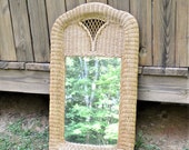 Vintage Large Wicker Mirror Natural Rattan Wall Mirror Entry Bedroom Bathroom Decor Panchosporch