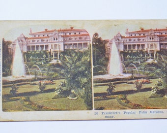 Vintage Stereoscope Card Frankforts Popular Palm Gardens Germany Polychrome Stereoviewer Slide Wall Decor PanchosPorch