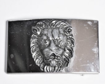 intage Silver Lion Head Belt Buckle |Doorknocker Style 1974 Mimi N Di Vintage 1974 Mimi Di N Gold Lions Door Knocker Belt Buckle  main image 4