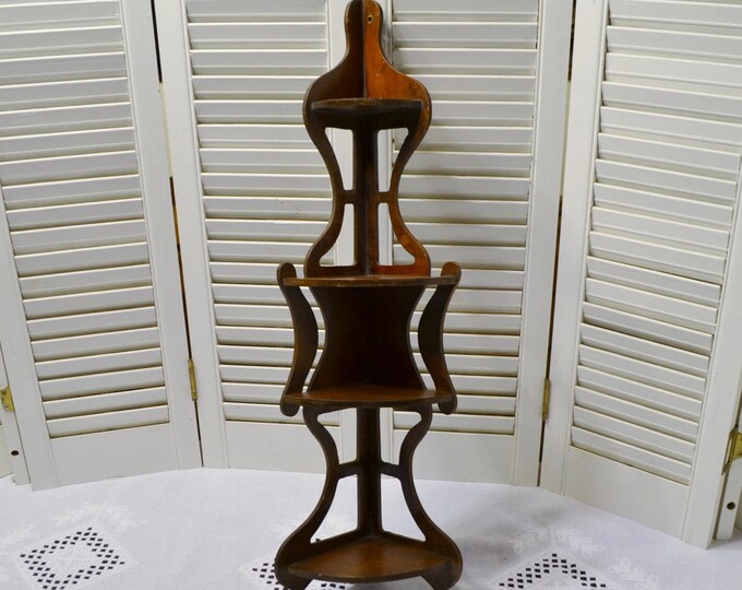 Vintage Wooden Corner Shelf Hanging Wall Knick Knack Shelf Etsy