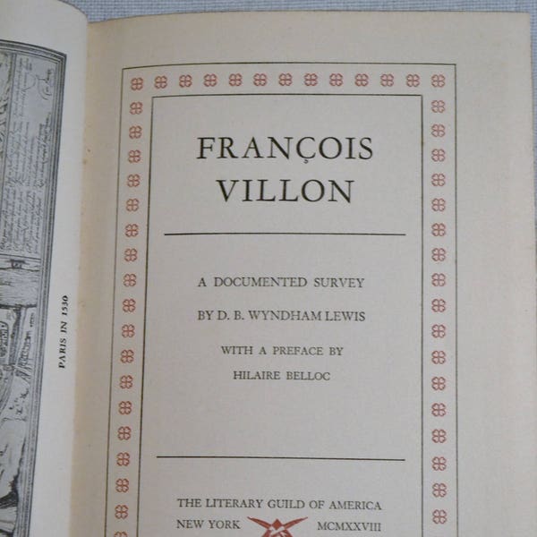 Francois Villon A Documented Survey by D B Wyndham Lewis 1928 Vintage Book PanchosPorch